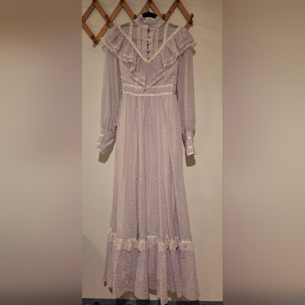Gunne Sax By Jessica Purple Floral Ruffle Prairie Dress Sz 9